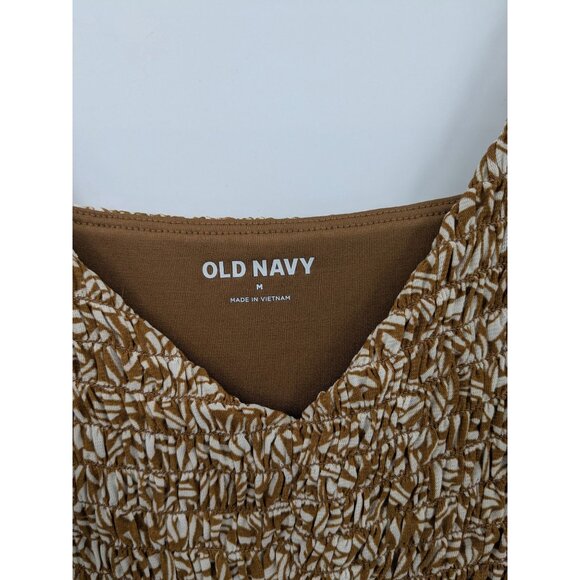 Old Navy Boho Smocked Babydoll Cami Top Women Size M Geometric Festival Resort - Picture 6 of 8